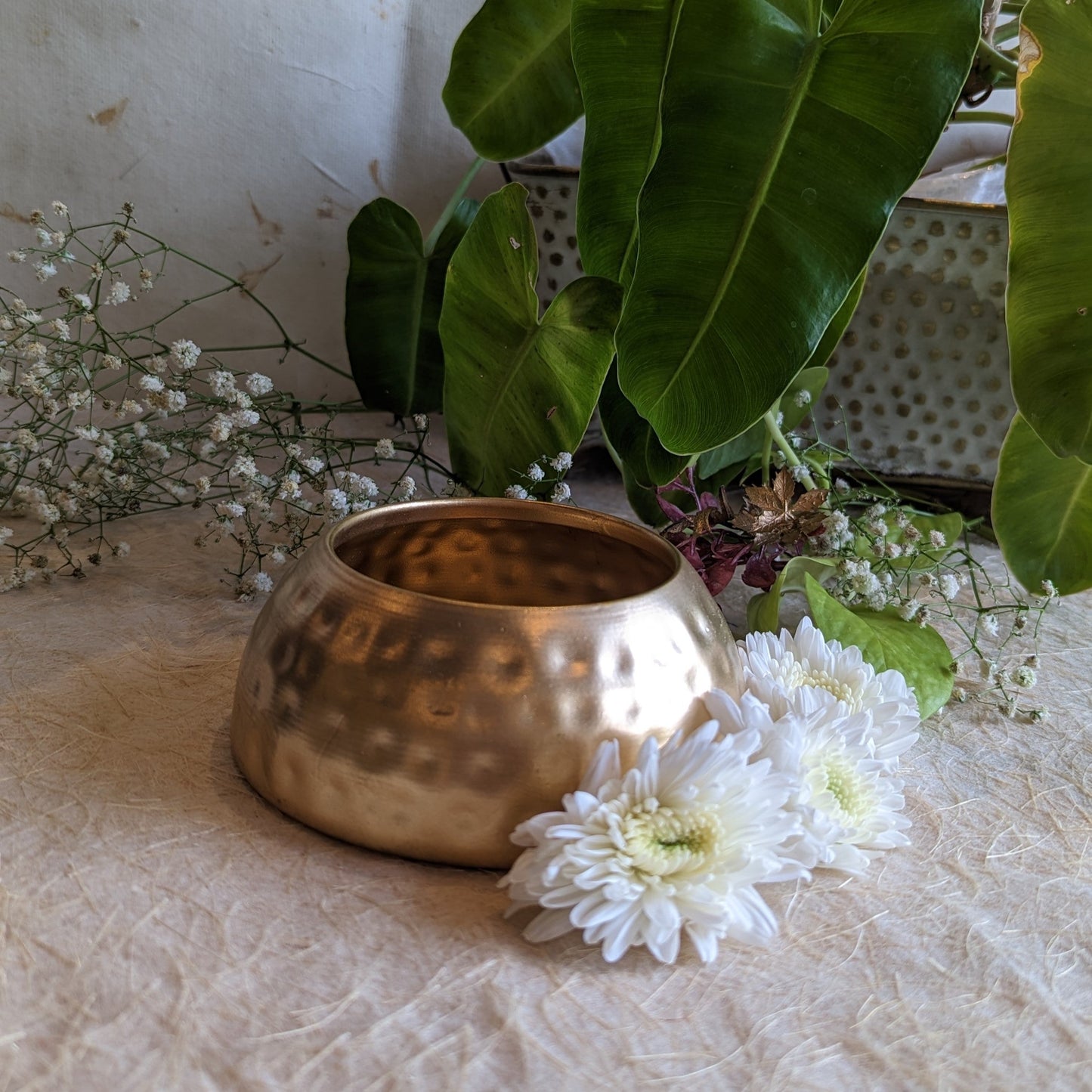 Bowl Planter Elegant Hammered Design For Your Greenery