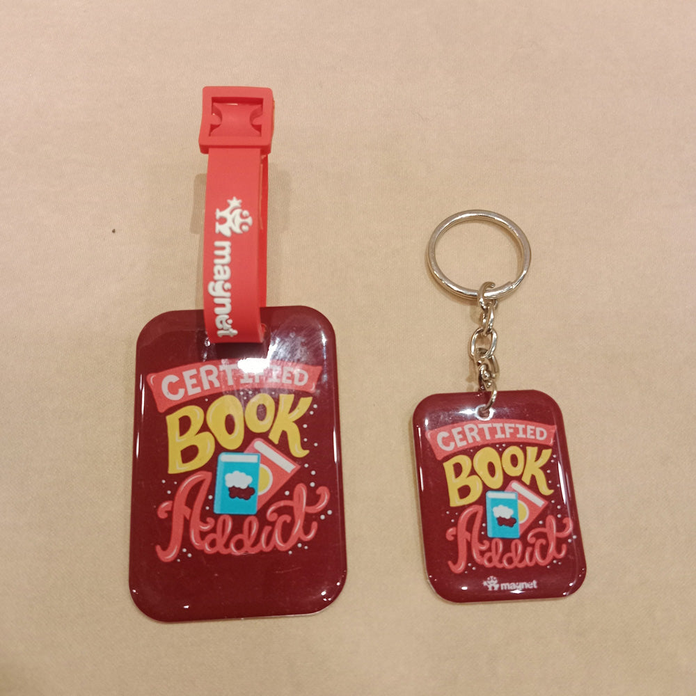 Certified Book Addict Bag Tag & Keychain Combo - Perfect For Book Lovers