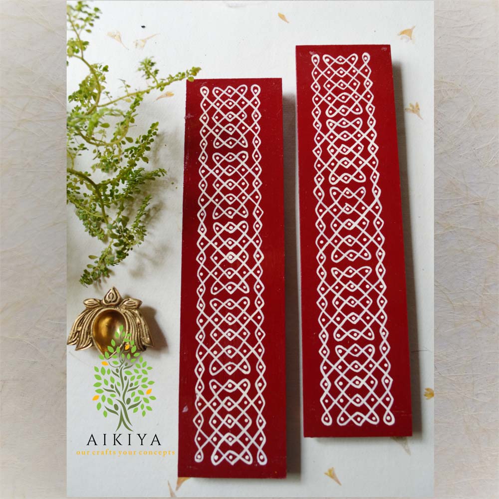 Border Thoranam Kolam Maroon Set Of 4
