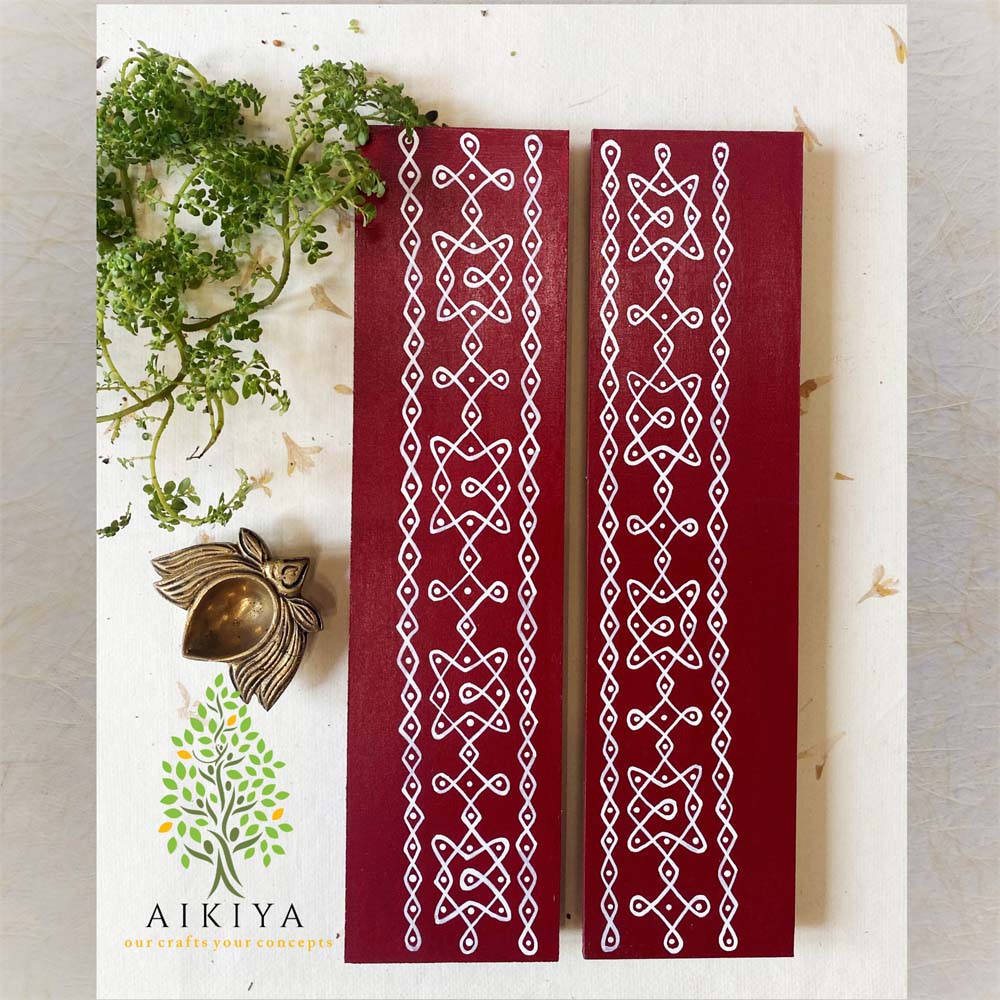 Border Thoranam Kolam Maroon Set Of 4