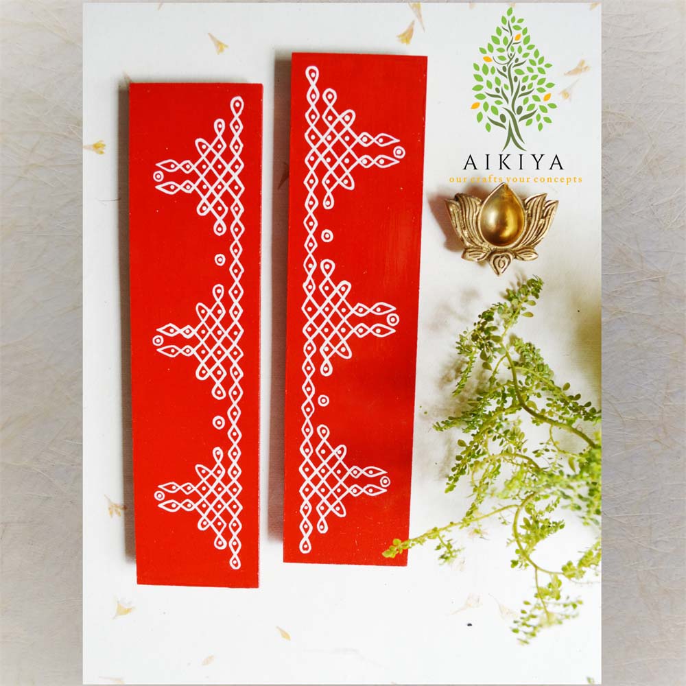 Border Thoranam Kolam Red Set Of 4