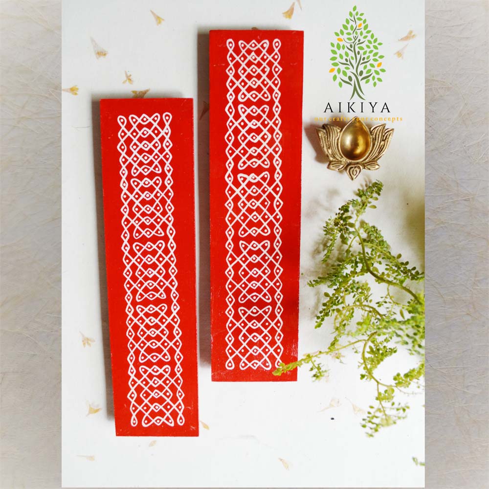 Border Thoranam Kolam Red Set Of 4