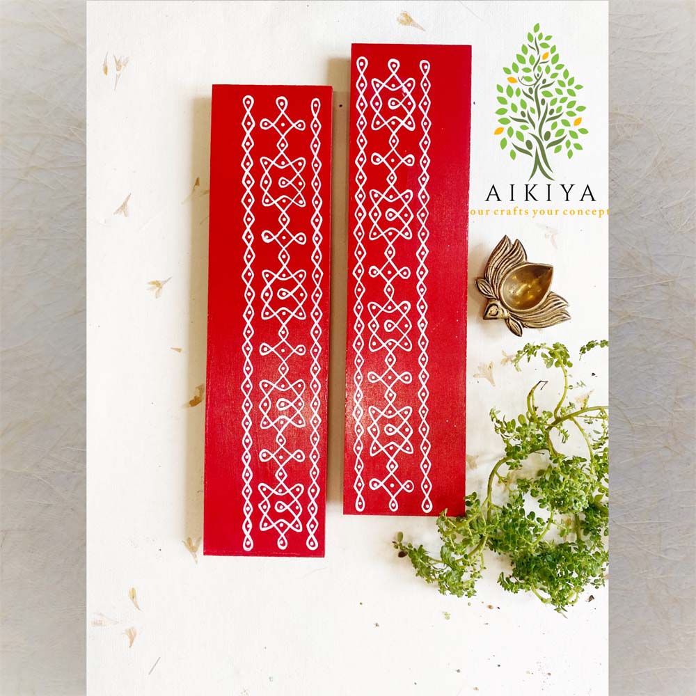 Border Thoranam Kolam Red Set Of 4