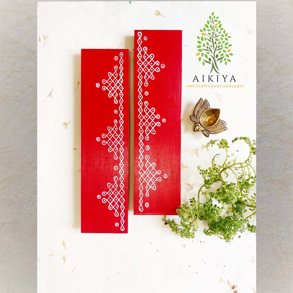 Border Thoranam Kolam Red Set Of 4
