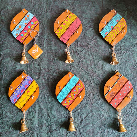 Madhubani Key Holder Drop Shape Assorted Designs Each