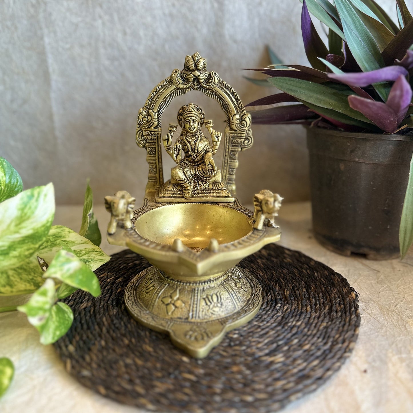 Blessings Of Lakshmi Brass Oil Lamp