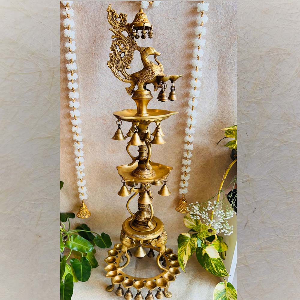 Brass Peacock Lamp Set