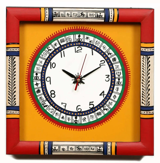 Handcrafted Warli Art Wall Clock - Vibrant Ethnic Design