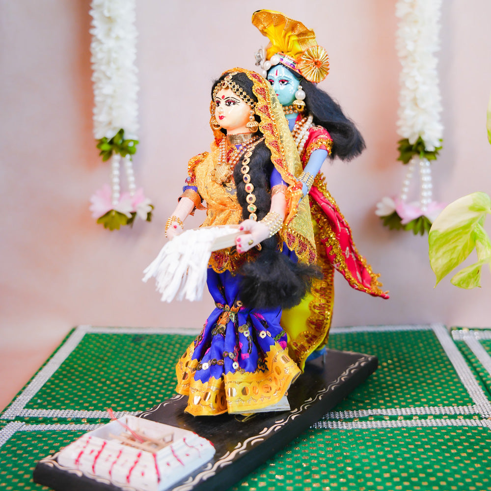 Handcrafted Radha Krishna Marriage Doll Set - Divine Wedding Ceremony