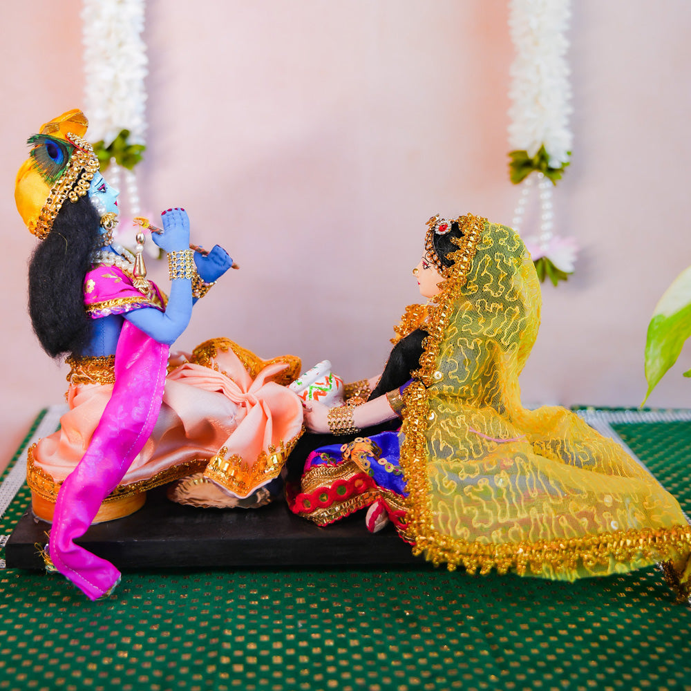 Handcrafted Radha Krishna Doll Set - Radha Washing Krishna'S Feet