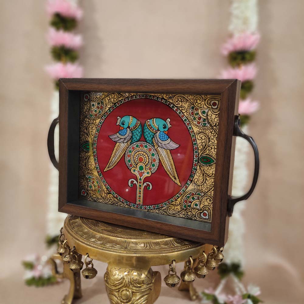 Twin Parrot Trays Maroon