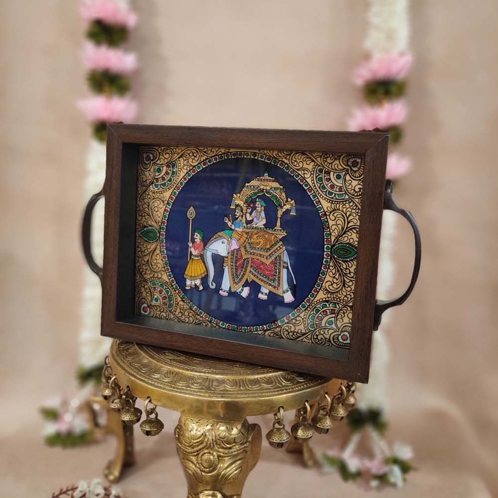 Indian Elephant Tray Blue