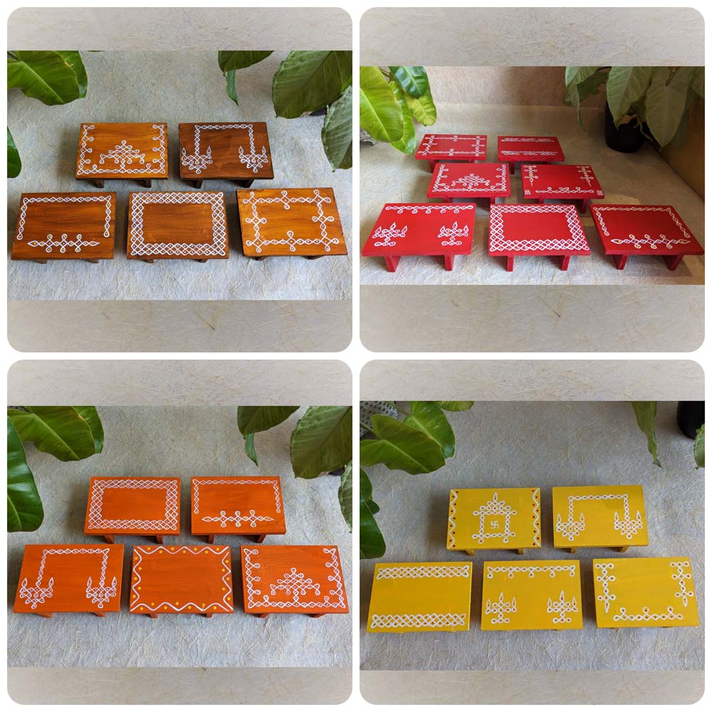 Kollam Manai Rectangular Stand Assorted Colours And Design Each