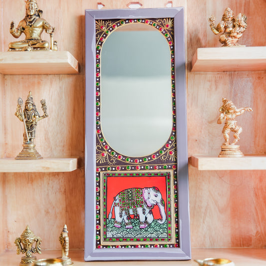 Auspicious Elephant Mirror Handcrafted Indian Decor With Symbolic Strength And Prosperity