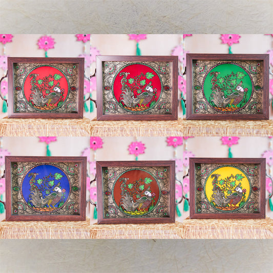 Peacock Tray Handcrafted Decorative Tray With Vibrant Peacock Motif