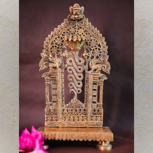 Exquisite Brass Naga Deity Plaque - Handcrafted Temple Decor Idol