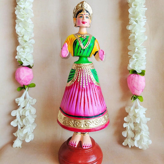 5 Mani Dancing Dolls Pink - Handcrafted Traditional Indian Dance Figurines For Home Decor