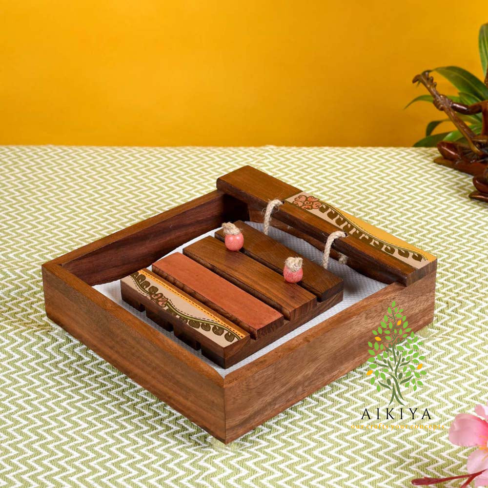Handpainted Wooden Tissue Box