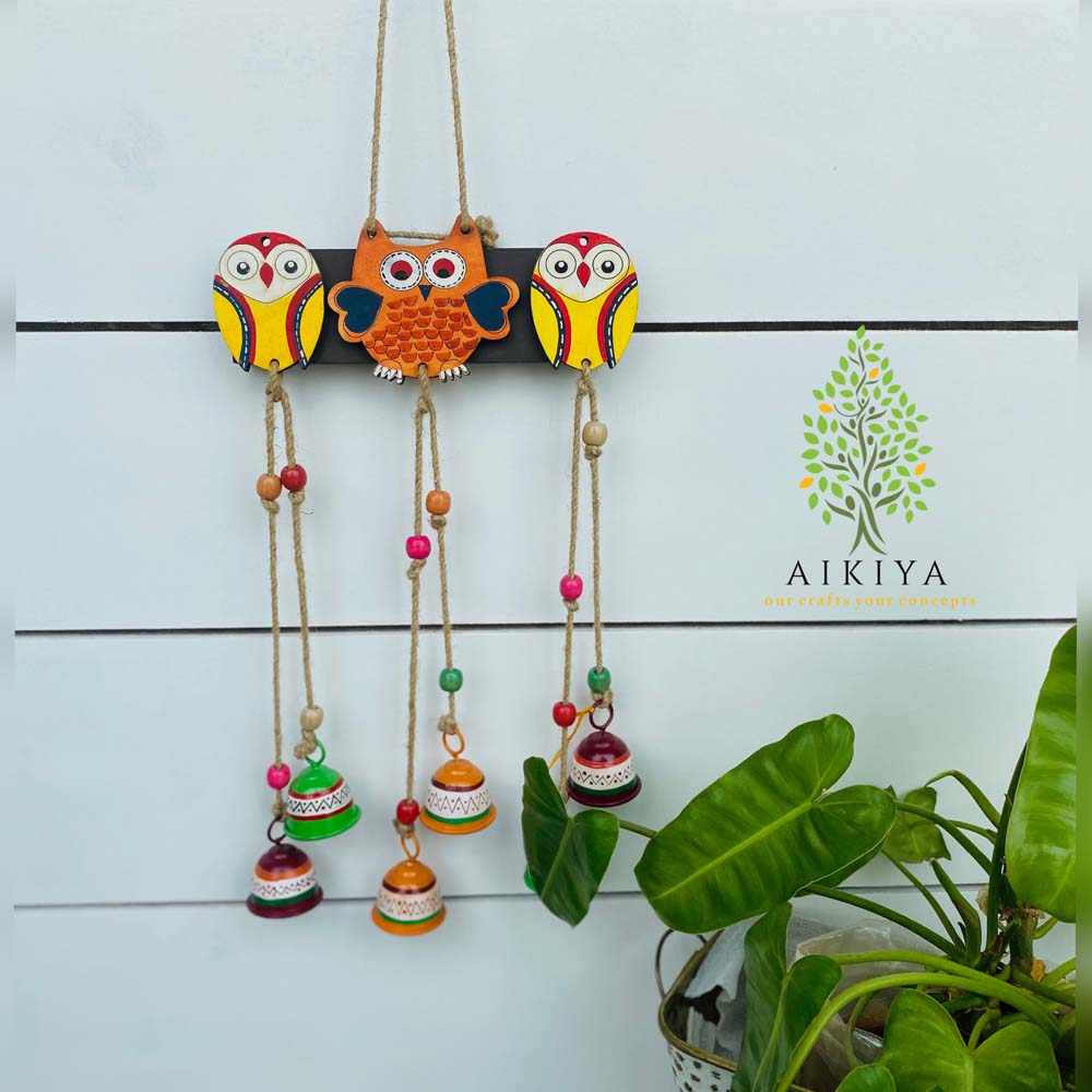 Owl Trio and Bells Wind Chime