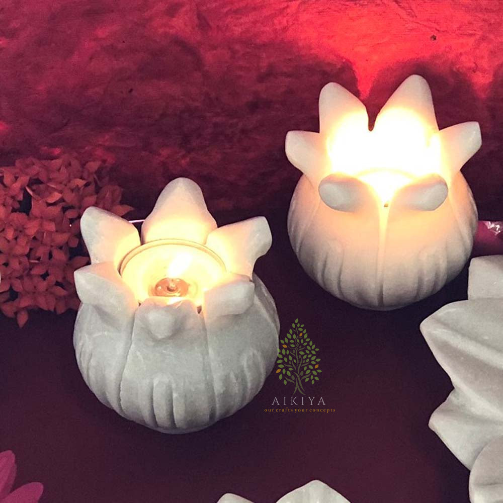 Glowing Lotus Pot In Marble Each
