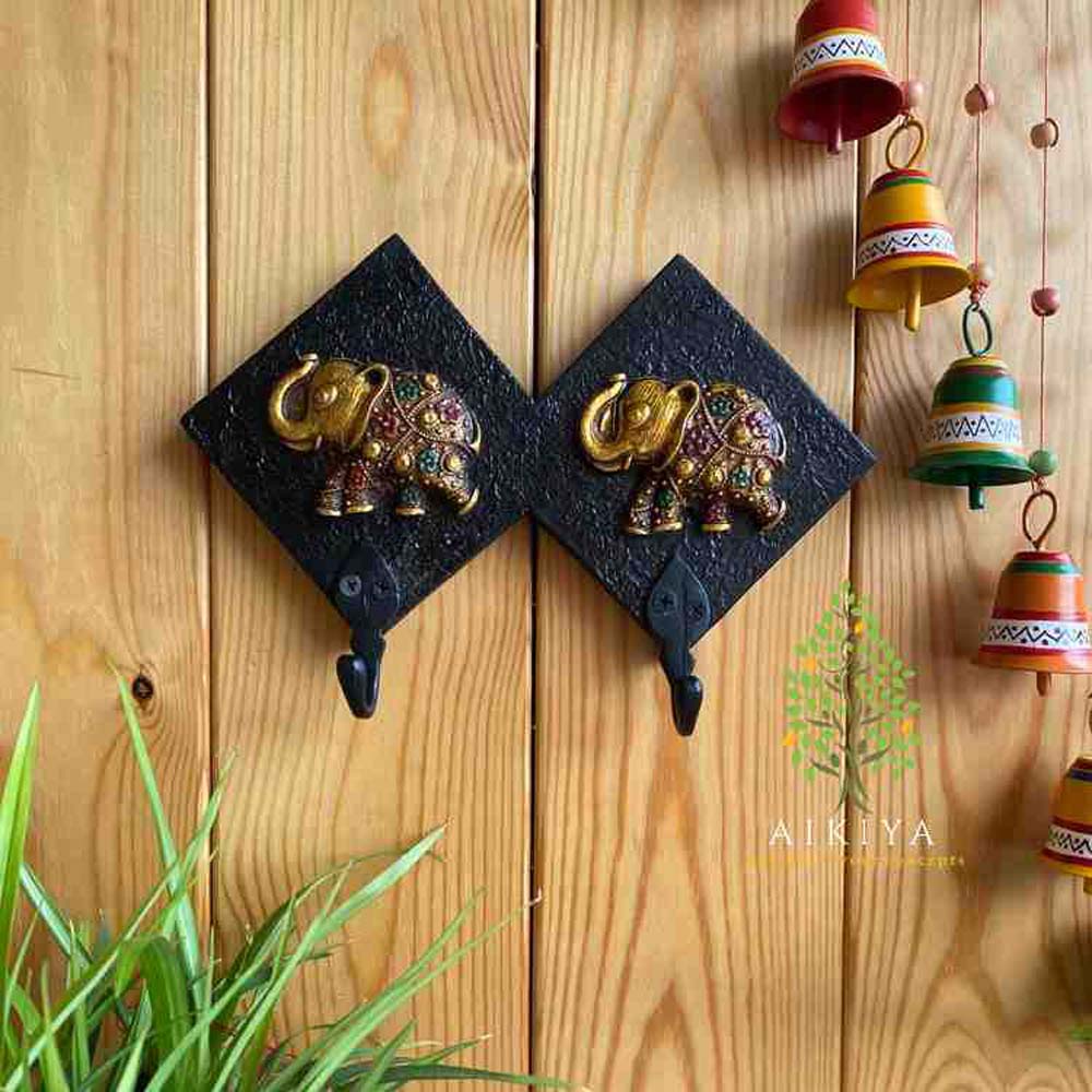 Wall Hooks - Double Elephant (Black)