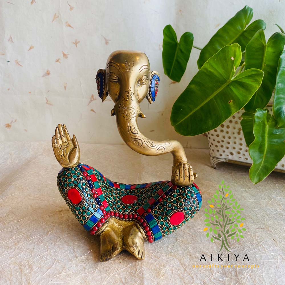 Brass Modern Ganesh Stone Work