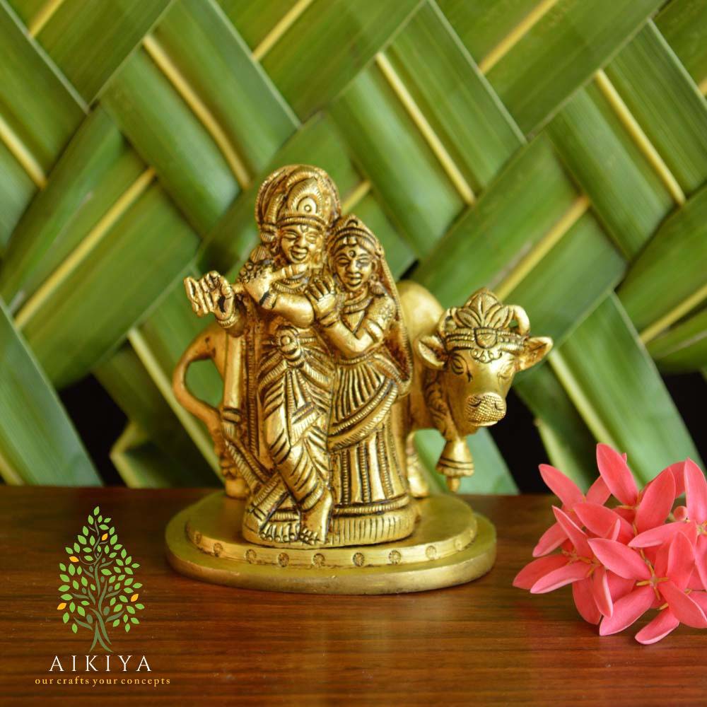 Radha Krishna With Cow