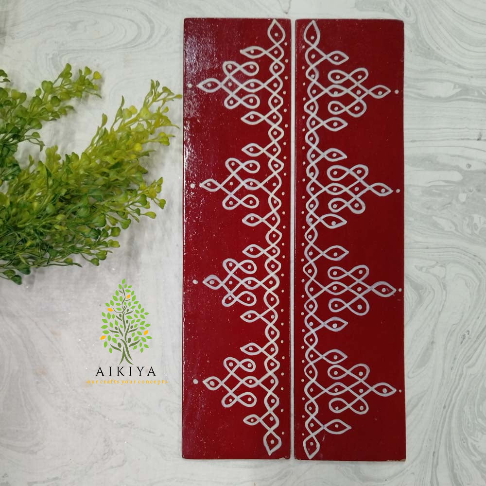 Maroon Kollam Border - Set of Two