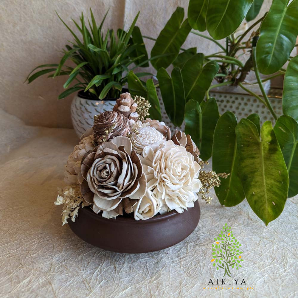 Shola Flower Arrangement - Sonata In Cream, Beige And Gold