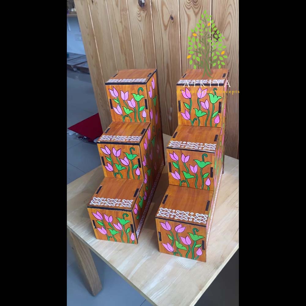 Dismantable Lotus 3 Steps Vilakku Padi Set Of 2