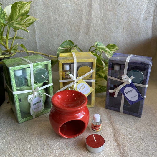 Ruby Red - Small Ceramic Diffuser Set