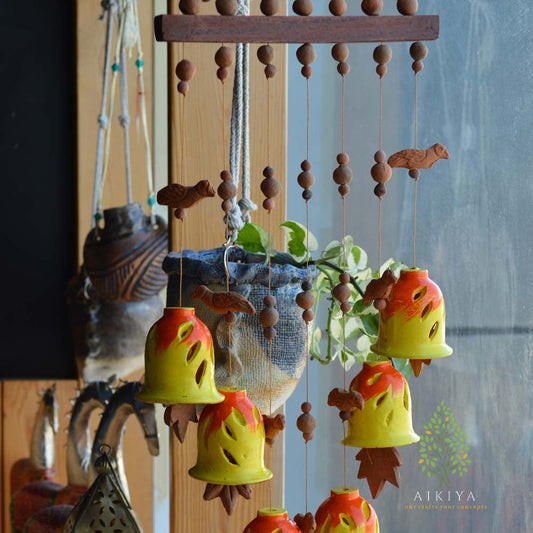 Terracotta Wind Chime - Yellow and Orange