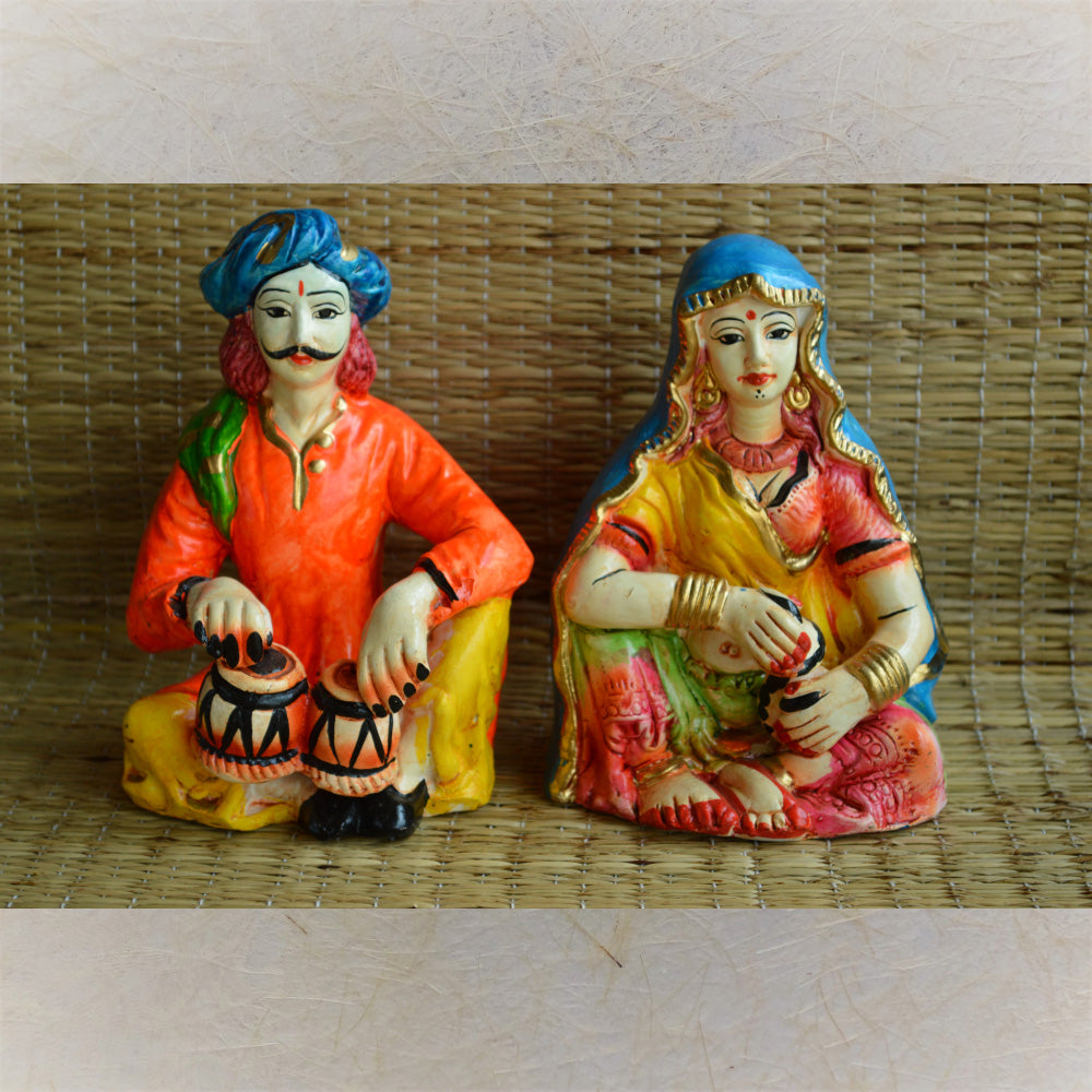 Navaratri Handcrafted Rajasthani Musical Set Of 2 Traditional Indian Golu Doll