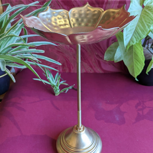 Sunflower Brass Urli With Stand Handcrafted Medium Floral Decor Bowl For Pooja