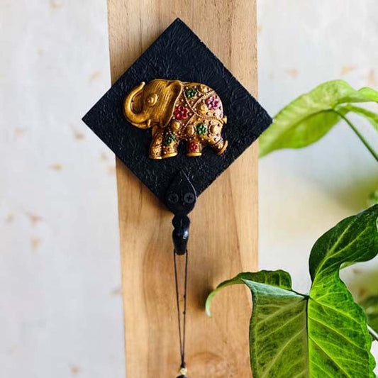 Single Elephant Key Hook Black