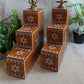 Vilakku Padi 3 Steps Step Size 4"X4" Teak Finish Set Of 2 Sutiable To Keep Lamps /Diyas And Idols