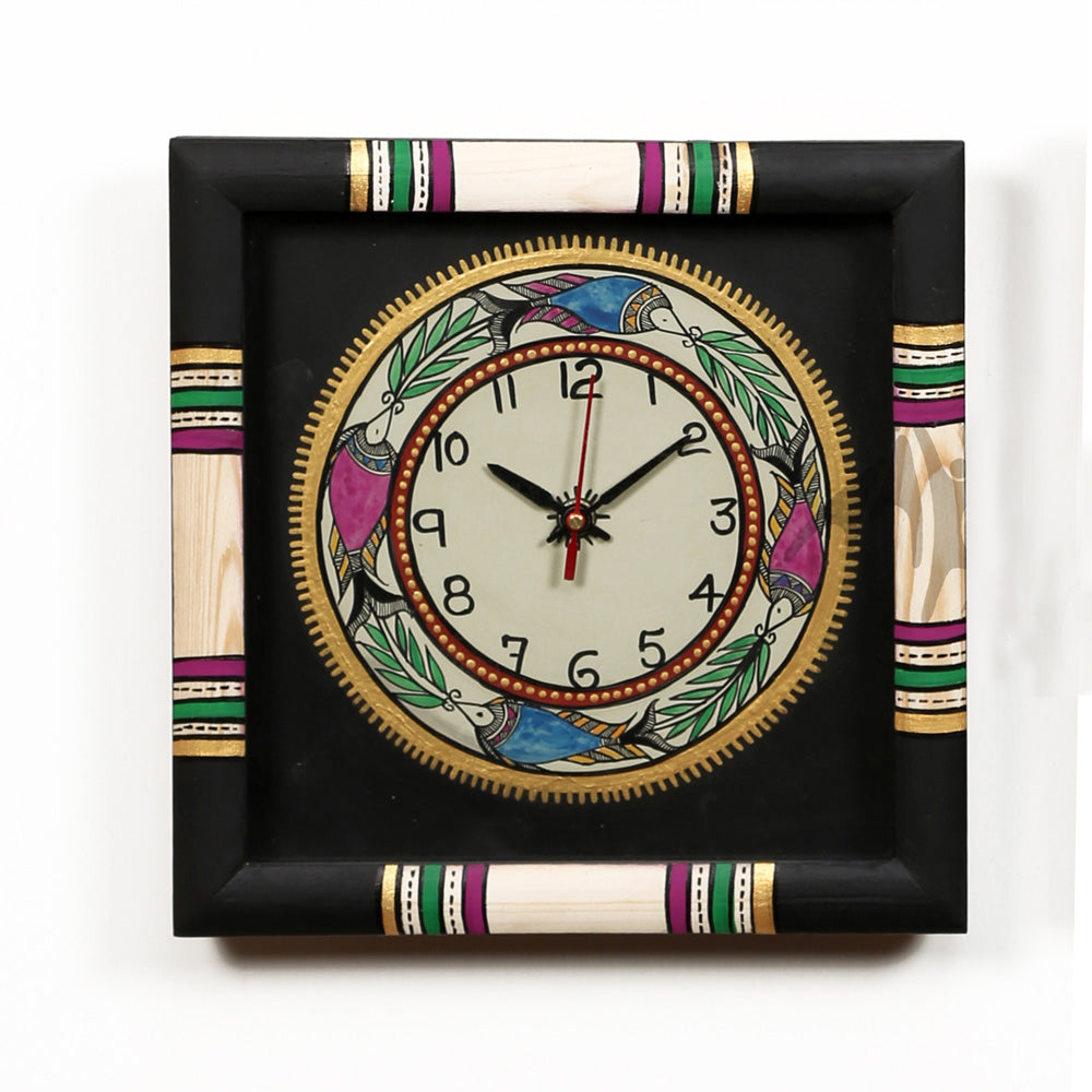 Handcrafted Warli Art Wall Clock - Vibrant Ethnic Design