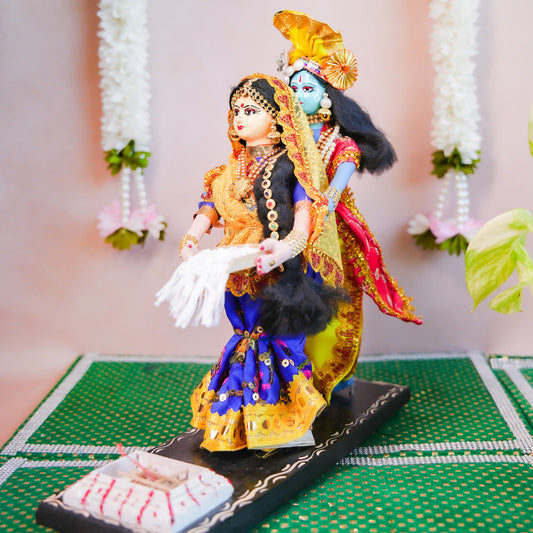 Handcrafted Radha Krishna Marriage Doll Set - Divine Wedding Ceremony