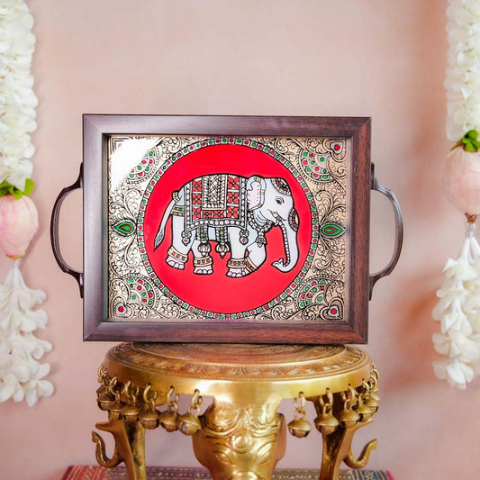 Indian Elephant Tray - Red