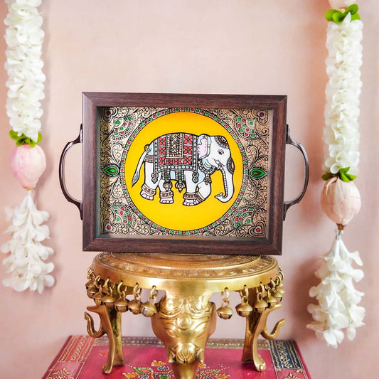 Indian Elephant Tray - Yellow