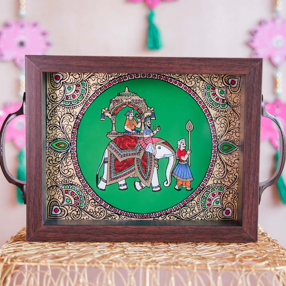 Indian Elephant Tray Green