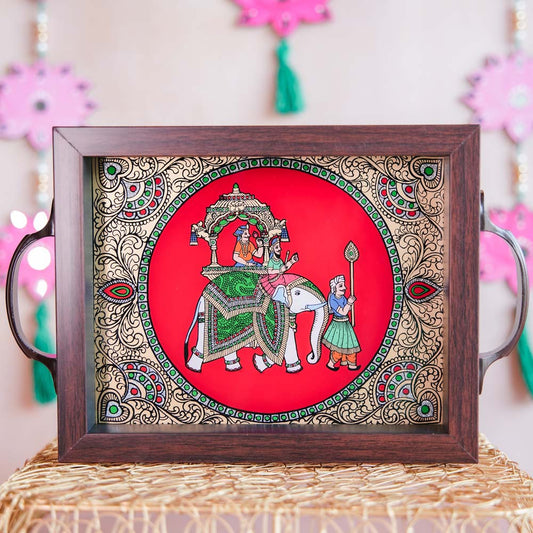 Indian Elephant Tray Red