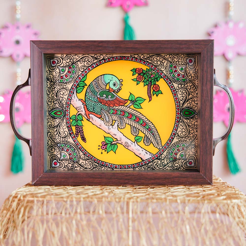 Parrot On Tree Tray Yellow