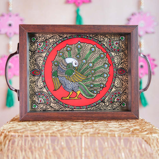 Peacock Tray Red