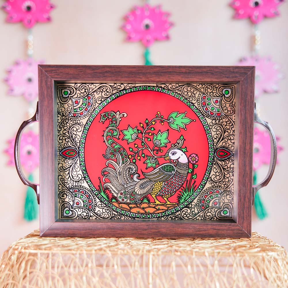 Peacock Tray Red