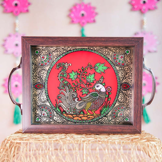 Peacock Tray Red