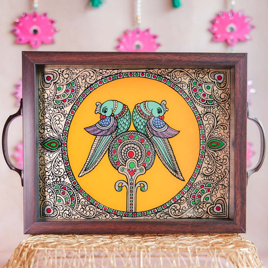 Twin Parrot Tray Yellow