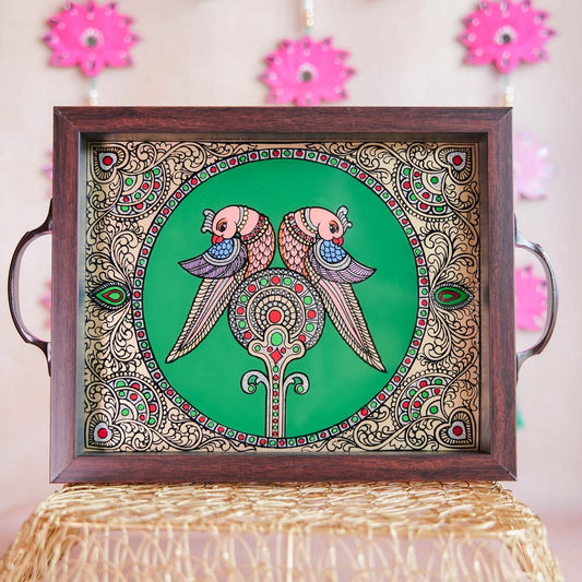 Twin Parrot Tray Green