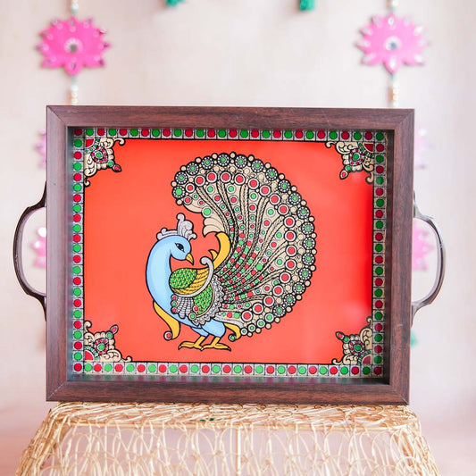 Indian Peacock Tray Orange