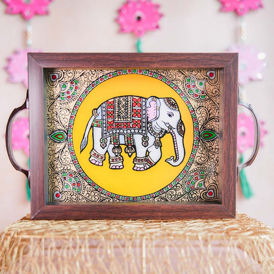 Indian Elephant Tray Yellow